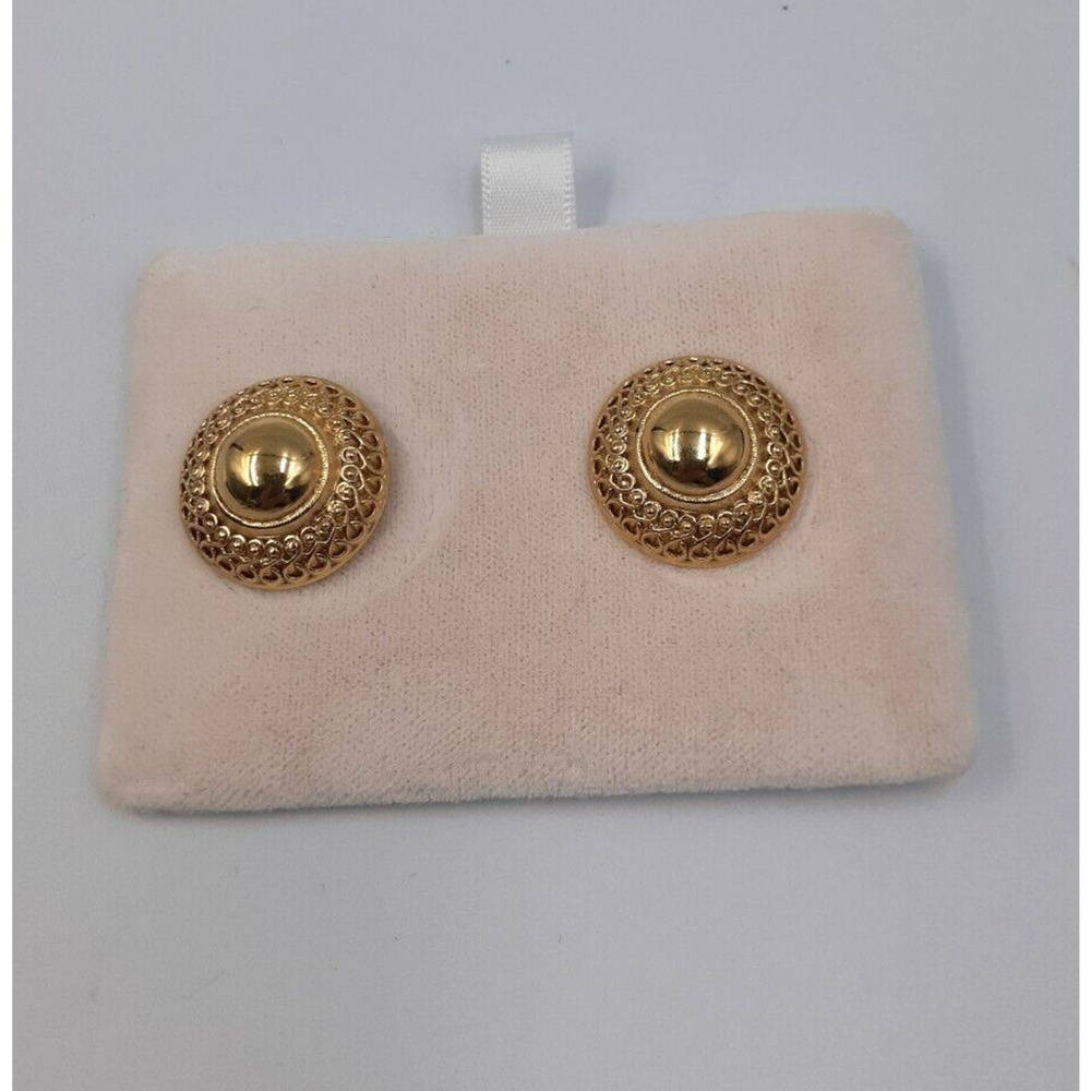 GIVENCHY Vintage Gold Tone Dome Earrings Jewelry 14 KT GF Post Women Signed NWT